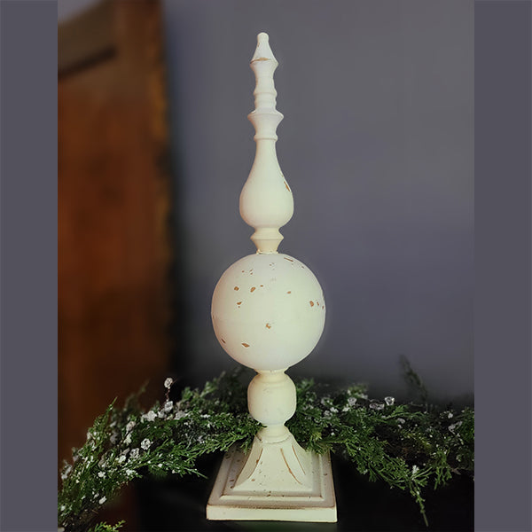 Tall Belfry Finial with a distressed finish, adding modern elegance and height to home decor displays.