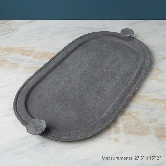 Petra Tray, Large - Rustic zinc serving tray with a textured surface, perfect for elegant entertaining and modern home styling.
