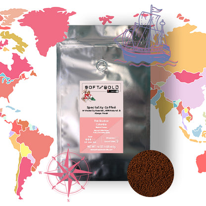 12oz Pink Bourbon specialty coffee bag from Soft Meets Bold