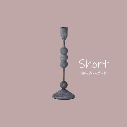 Short Petra candle holder – rustic zinc finish – tabletop decor